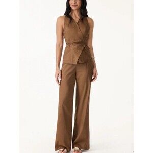OGL Sleeveless Wrap Top & Wide-Leg Matching Set